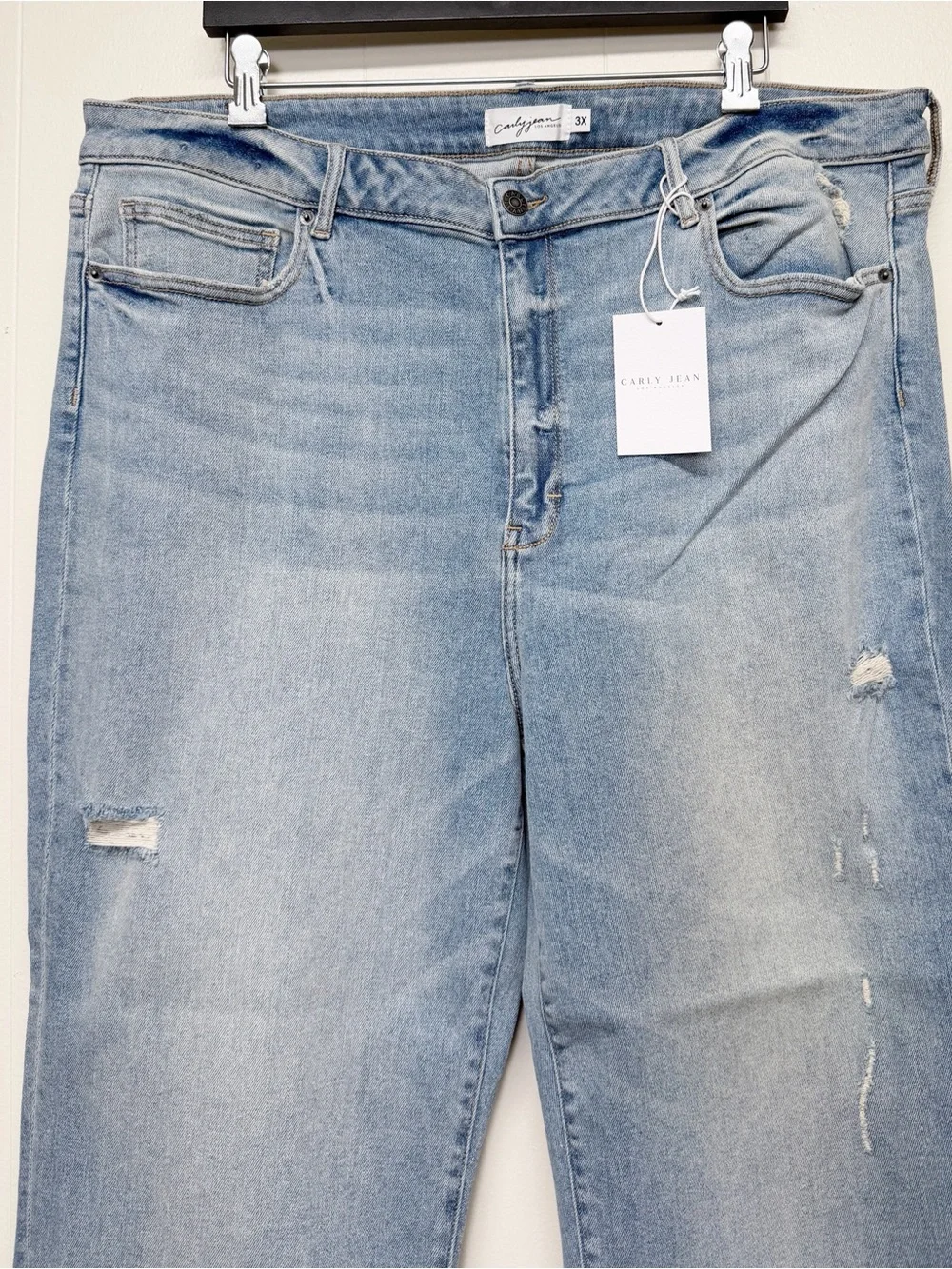 NEW CARLY JEAN LOS ANGELES CJLA Chrissy Jeans Light Wash Distressed 3X